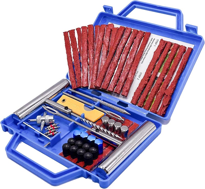 TONZACK Car Tyre Repair Kit, Tyre Repair Kits (58 Pieces) Tyre Puncture Repair Kit, Meche Flat Tyres for Cars, Motorcycles, Trucks, SUVs, ATVs, Tractors, Campers - Image 1